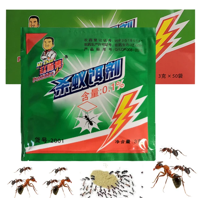 10 Darabok Erős Tiszta Hangya Csali Por Sárga Fekete Fehér Termeszek Hangyák Gyógyszerek Hatások Megsemmisítik A Fészek Csalitát - Image 2