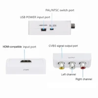 HDMI-Compatible AV Scaler Adapter HD Video Converter Box HDMI-Compatible to RCA AV/CVSB L/R Video 1080P Support NTSC PAL