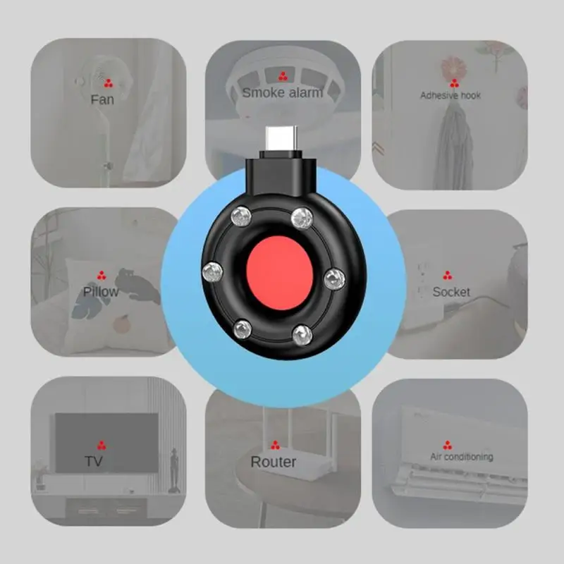 Type-C Portable Camera Detector Rf Detector IR Alarm for Outdoor Travel Hotel Rental Anti Candid Hidden Camera Finder Led Light