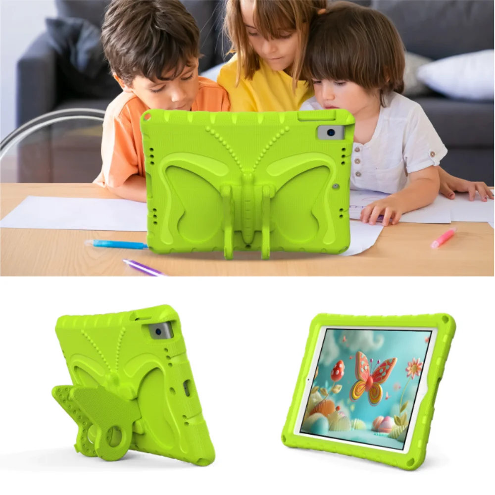Children's 3D Butterfly Shockproof iPad Case with Stand - EVA Cute Cartoon Cover