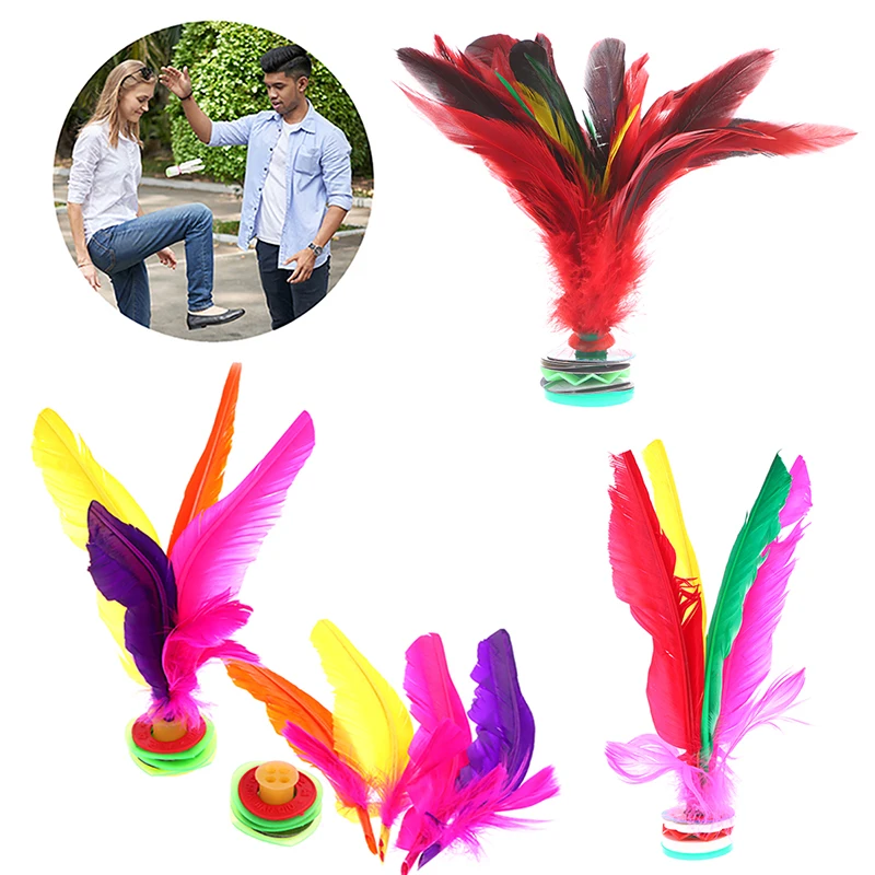 5 Styles Colorful Feather Shuttlecock China Jianzi Foot Kick Hand Wheel Fancy Goose Feather Shuttlecock Fitness Entertainment