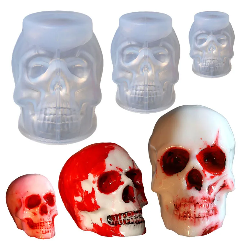 

New Skull Head Silicone Candle Molds for Candle Making Large Skull Candle Mold Aromatherapy Candle Soap Molds Halloween Decor