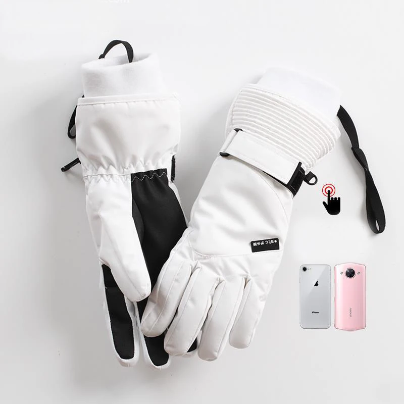 

Зимние лыжные перчатки для мужчин и женщин, ветрозащитные теплые водонепроницаемые флисовые нескользящие перчатки для сенсорных экранов