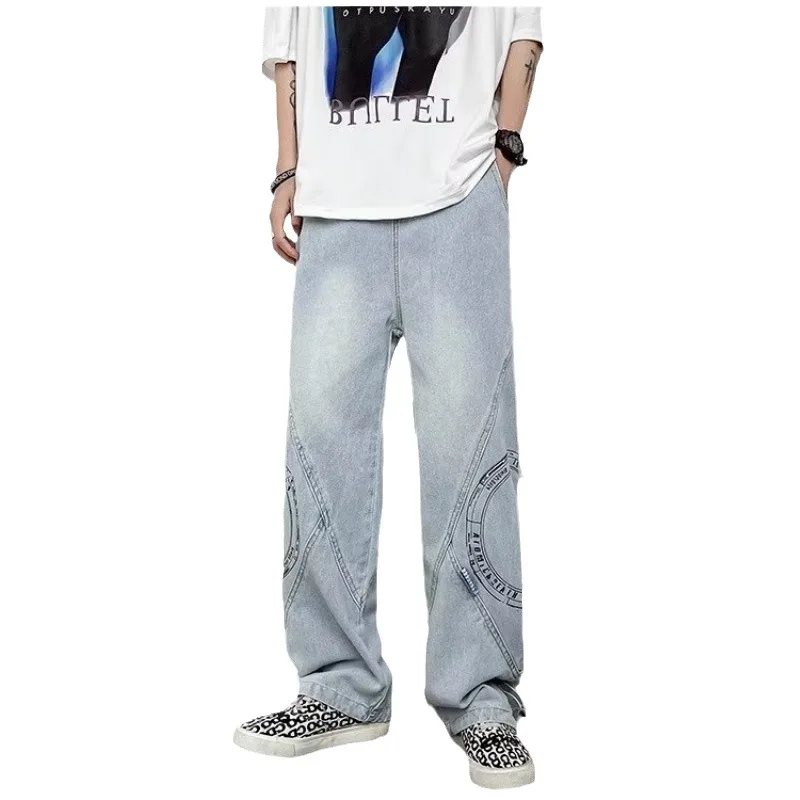 Japanese Fashion Brand Jeans Men's European and American High Street Skateboard Boys and Girls Loose Straight Casual Pants Y2k