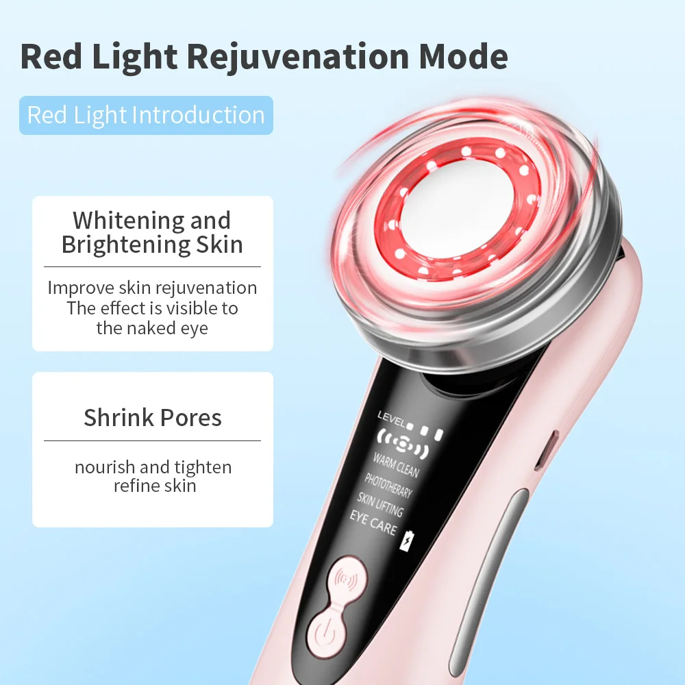 5 in 1 Face Lifting Massager Electric Facial Cleansing Brush LED Light Anti Aging Skin Rejuvenation Face Beauty Device Eye Care