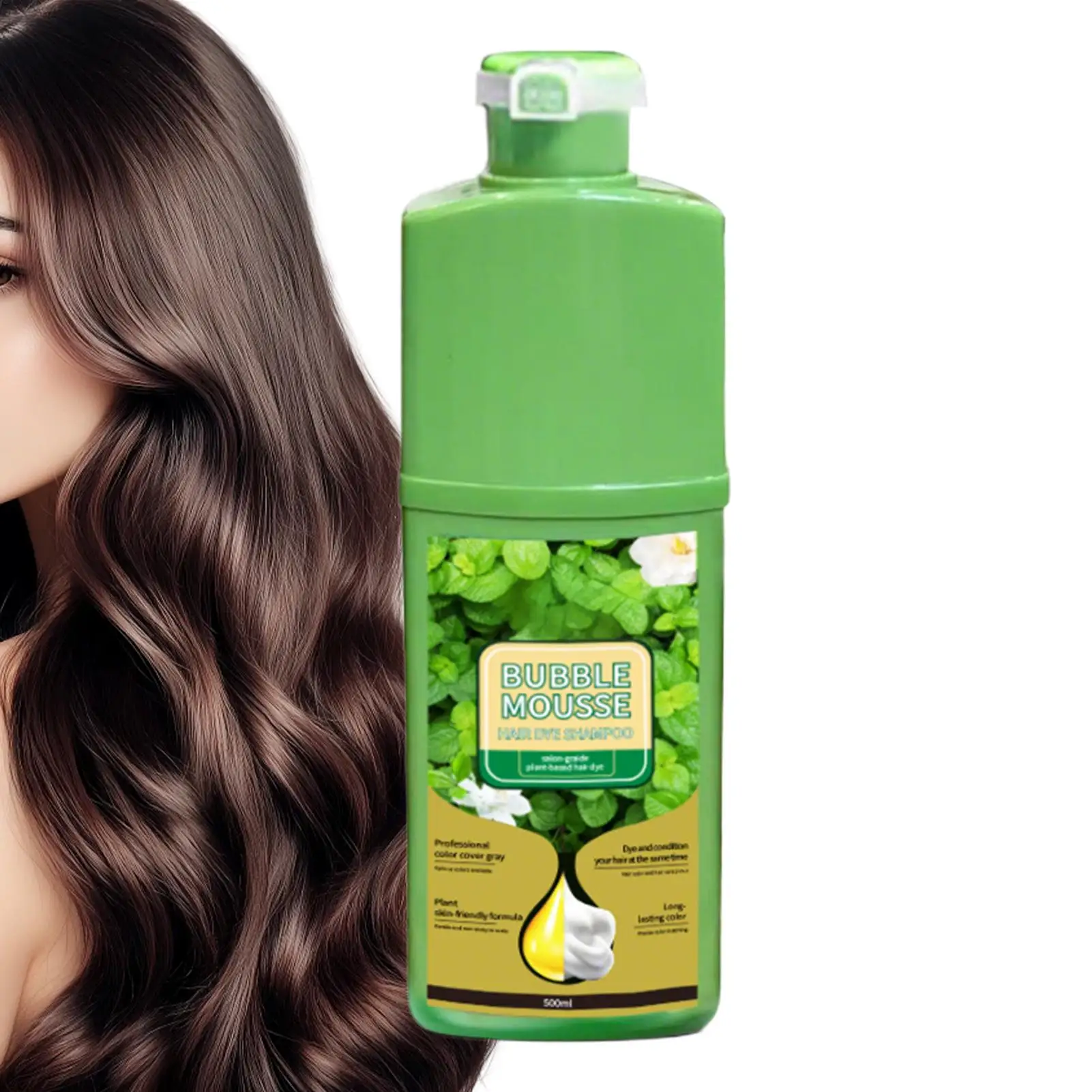 Shampoo Colorante Effetto Bolla Nero/Marrone per Capelli, Copre i Capelli Grigi, Ripara i Capelli Danneggiati, Tinta Effetto Bolla Senza Sforzo - immagine 2