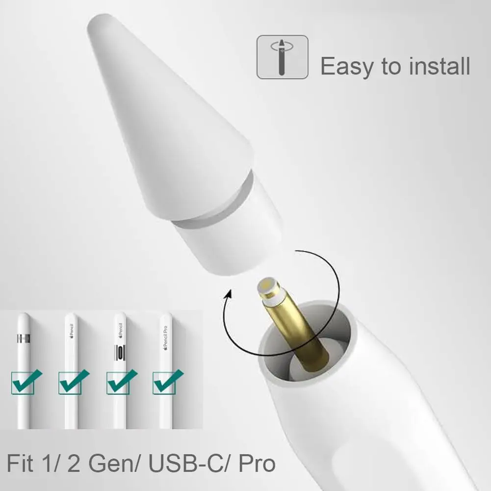 Official Replacement Tips for Apple Pencil 1st/2nd Gen iPencil Nibs No Wear Out Upgraded for iPad Pro Pencil 2/1 Gen Tip apple pencil nib pencil nib stylus pen tip pencil tips
