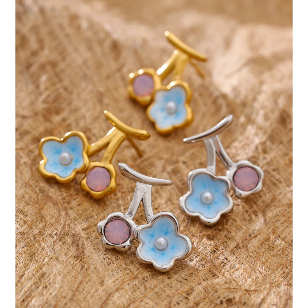 Yhpup Earrings Enamel Waterproof PVD Plated Young Women Jewelry Gift