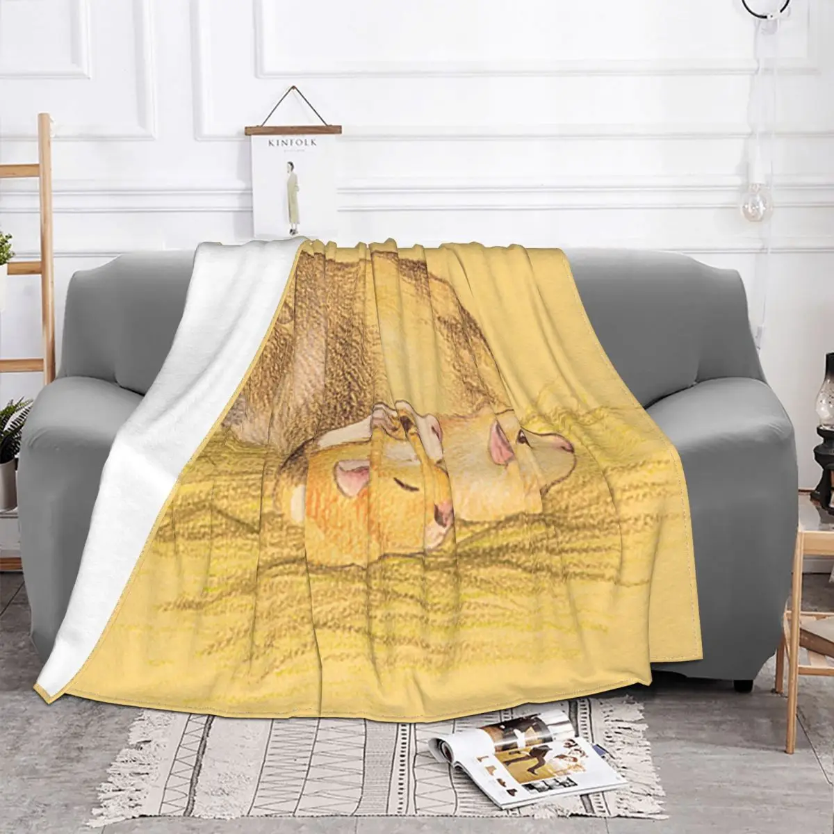 

Cute Animal Guinea Pig Blanket Anti Pilling Flannel All Season Portable Super Soft Throw Blanket for Bed Travel Bedspread