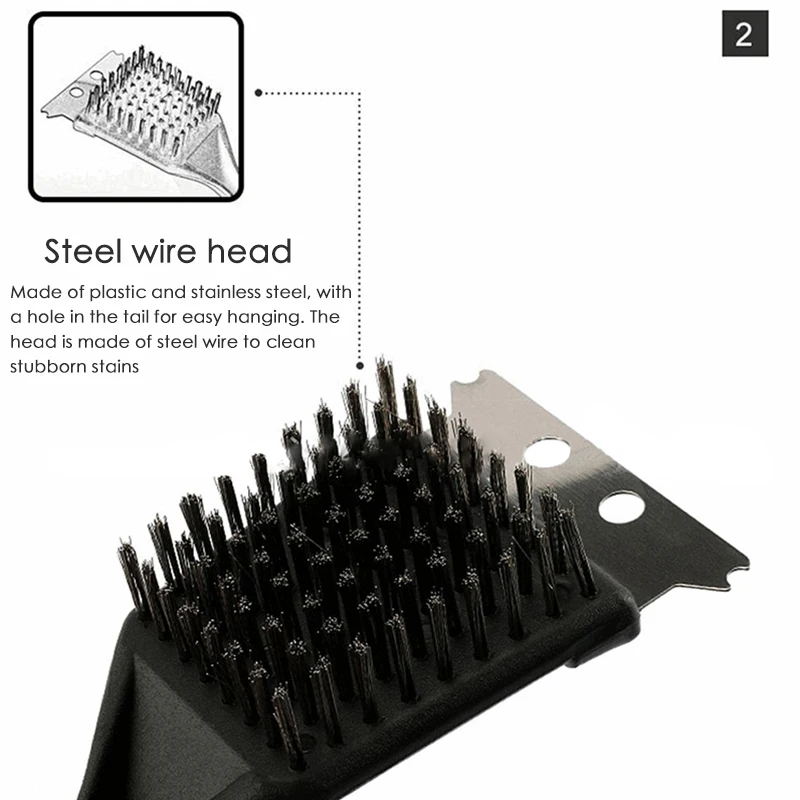 Barbecue Cleaning Tools Grill Brush Cleaning Brushes BBQ Brush Barbecue Grill Brush Stainless Steel Wire Bristles Scraper BBQ Grate Cleaner Kitchen Accessories Tools