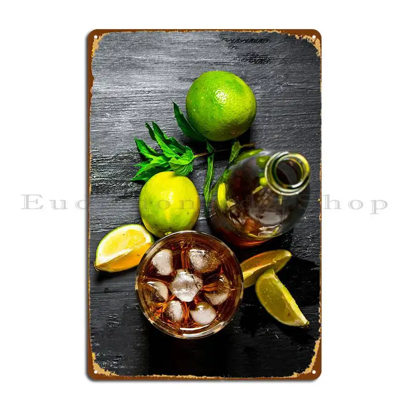Rum Lime And Mint Metal Sign Funny Club Garage Printing Design Tin Sign Poster
