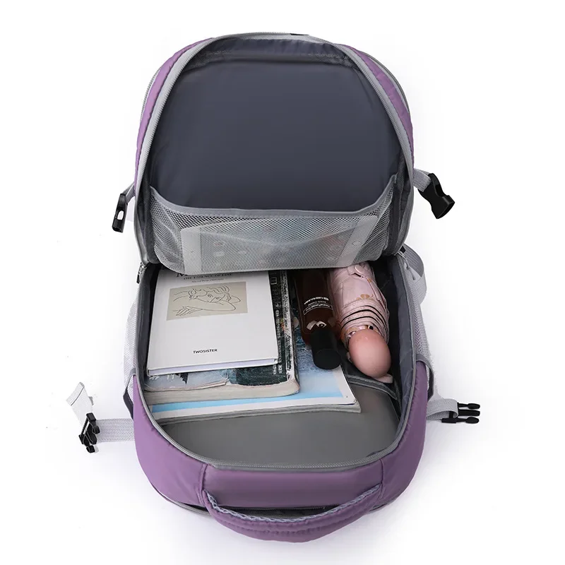 Women's Multifunctional Travel Backpack Luggage Bag with USB Interface Independent Shoe Cabinet Can Board The Plane