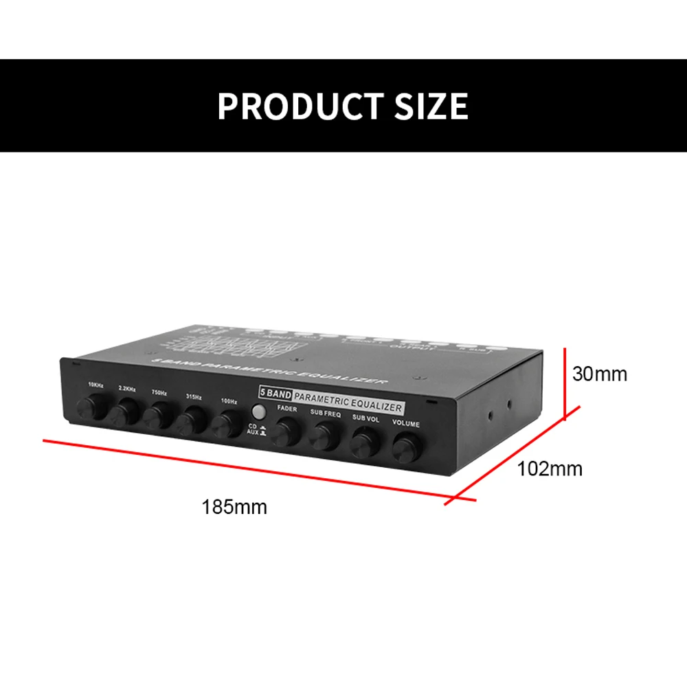 5 Band Car Equalizer Multifunctional Car Audio EQ Tuning Crossover Amplifier Parametric Equalizer Audio
