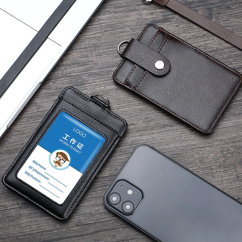 Real Leather Business Work Card Holder ID Badge Holders with Nylon Lanyard Id Name Tag Chest Cards Cases Retractable Reel Clips wallet card holder card holder credit card holder card wallet id card holder id card case business card holder
