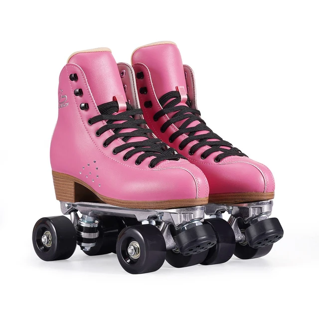 Patines de cuatro ruedas, patines para mujer, patines de piel sintética,  patines de alta calidad, patines brillantes para niñas, ruedas blancas con