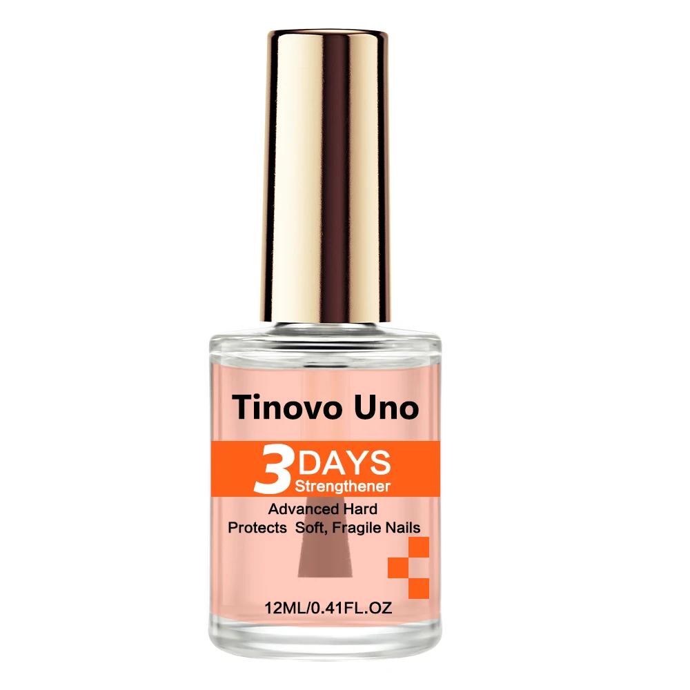 Tinovo Uno 3 Days Nail Strengthener Growth Keratin Pink Strong Nail Hardener Protection Soft Thin Nails Natural Dry Base Top