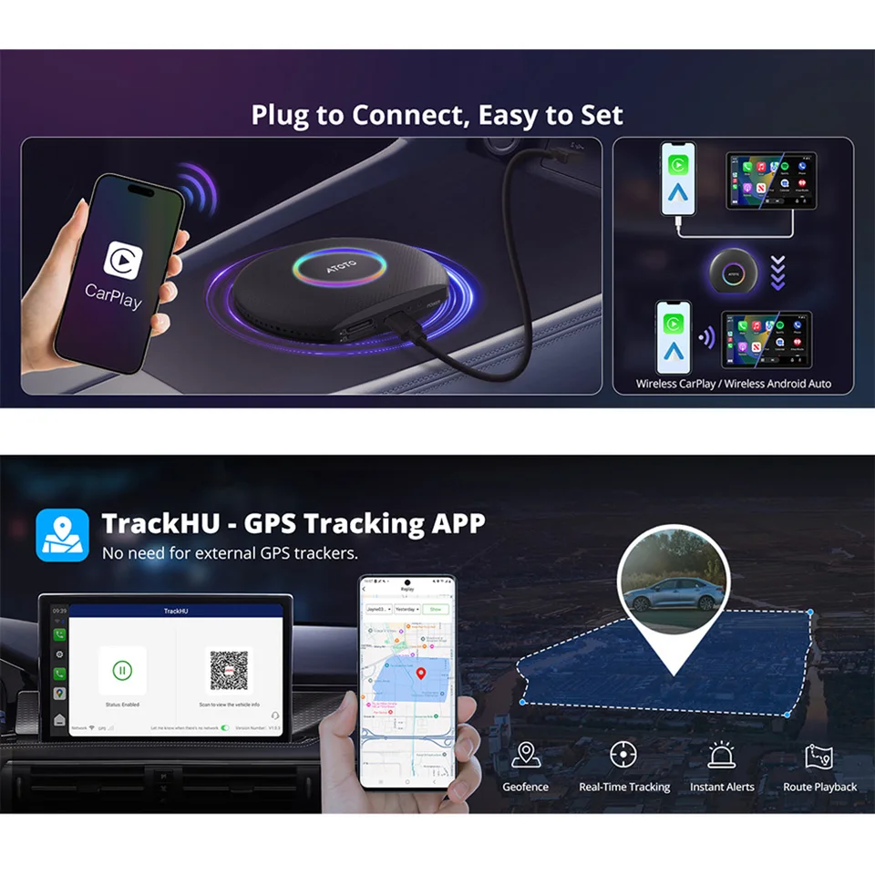 ATOTO ワイヤレス Apple CarPlay アダプター 車載 Android システム AI