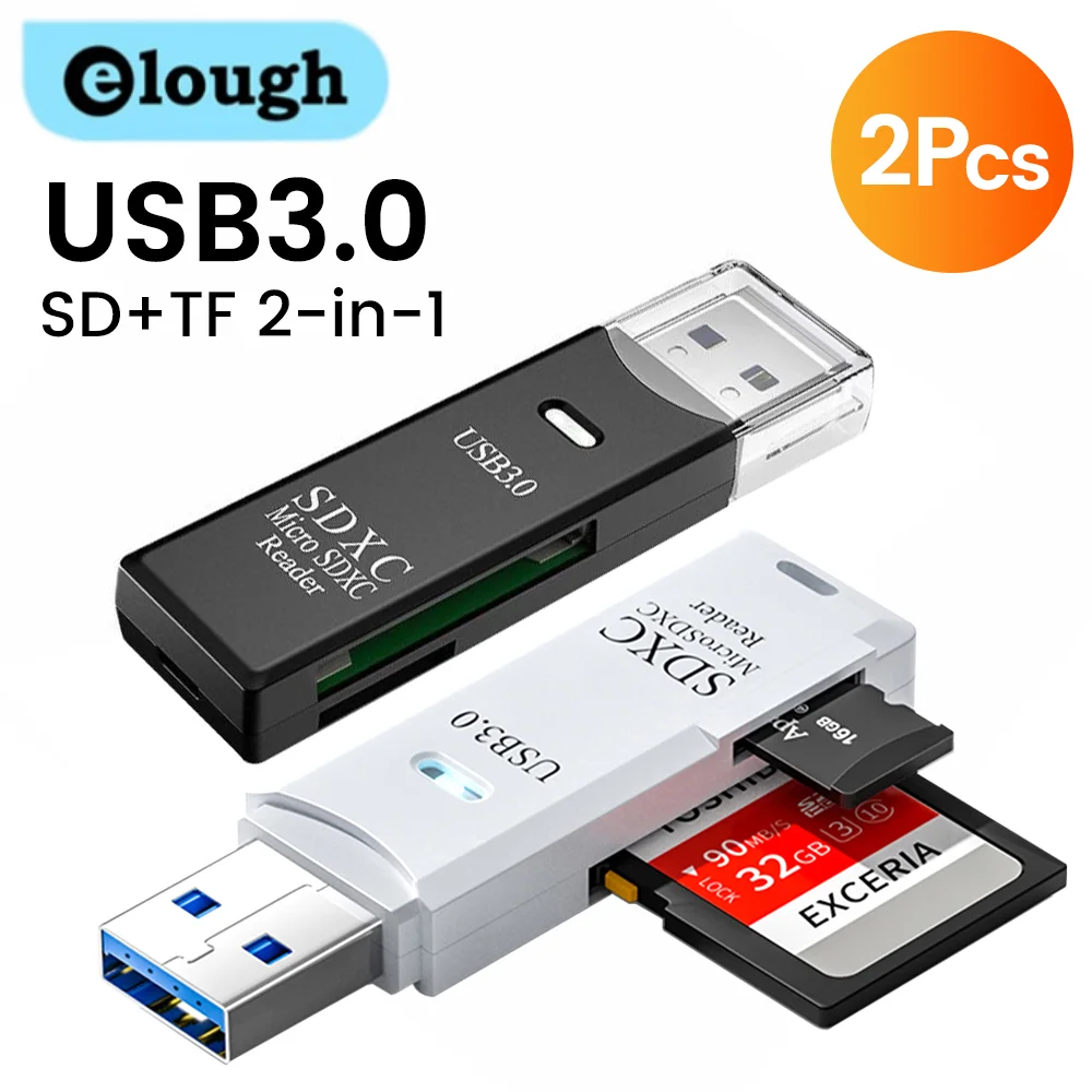 

2 IN 1 Card Reader USB 3.0 Micro SD TF Card Memory Reader High Speed Multi-card Writer Adapter Flash Drive Laptop Accessories