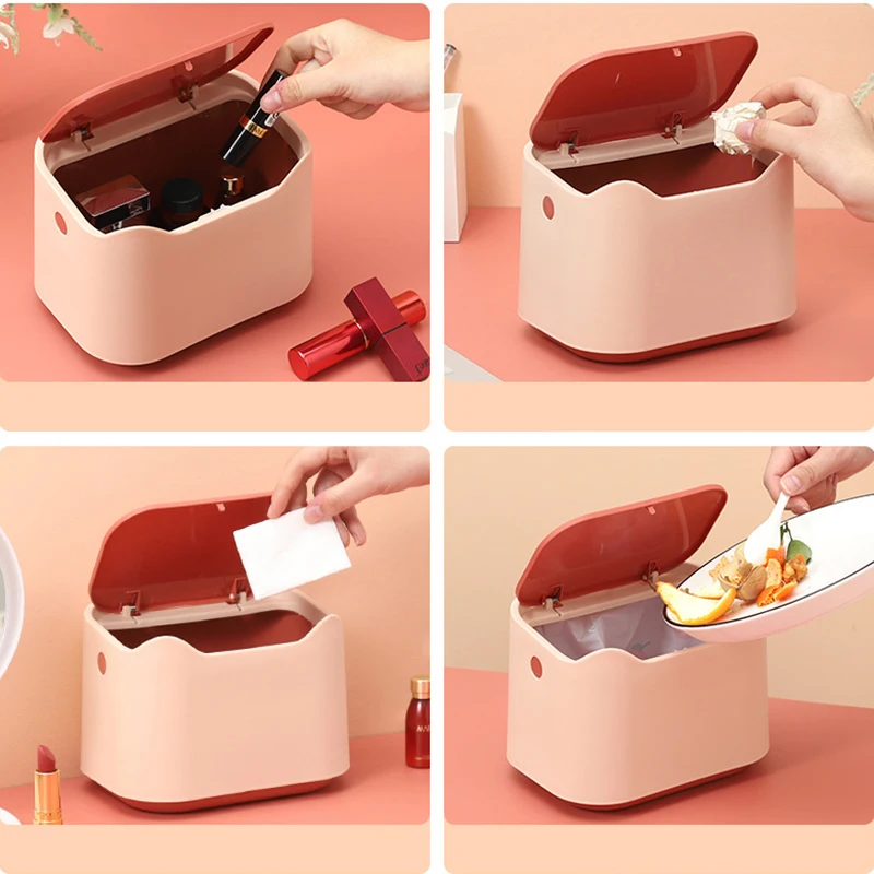 데스크탑 쓰레기통, 커버 포함 튜브, 침실 쓰레기통, 작업 공간 보관함, 집 책상 고양이 배설물 쓰레기통