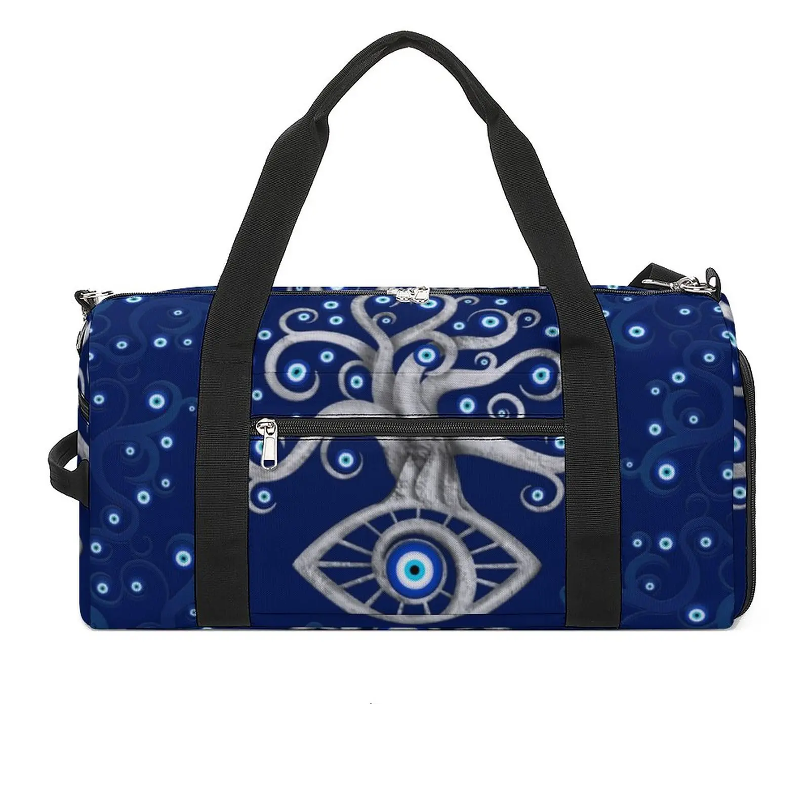 

Evil Eye Tree Sports Bags Greek Amulet Print Travel Training Gym Bag Large Graphic Handbags Men Printed Weekend Fitness Bag