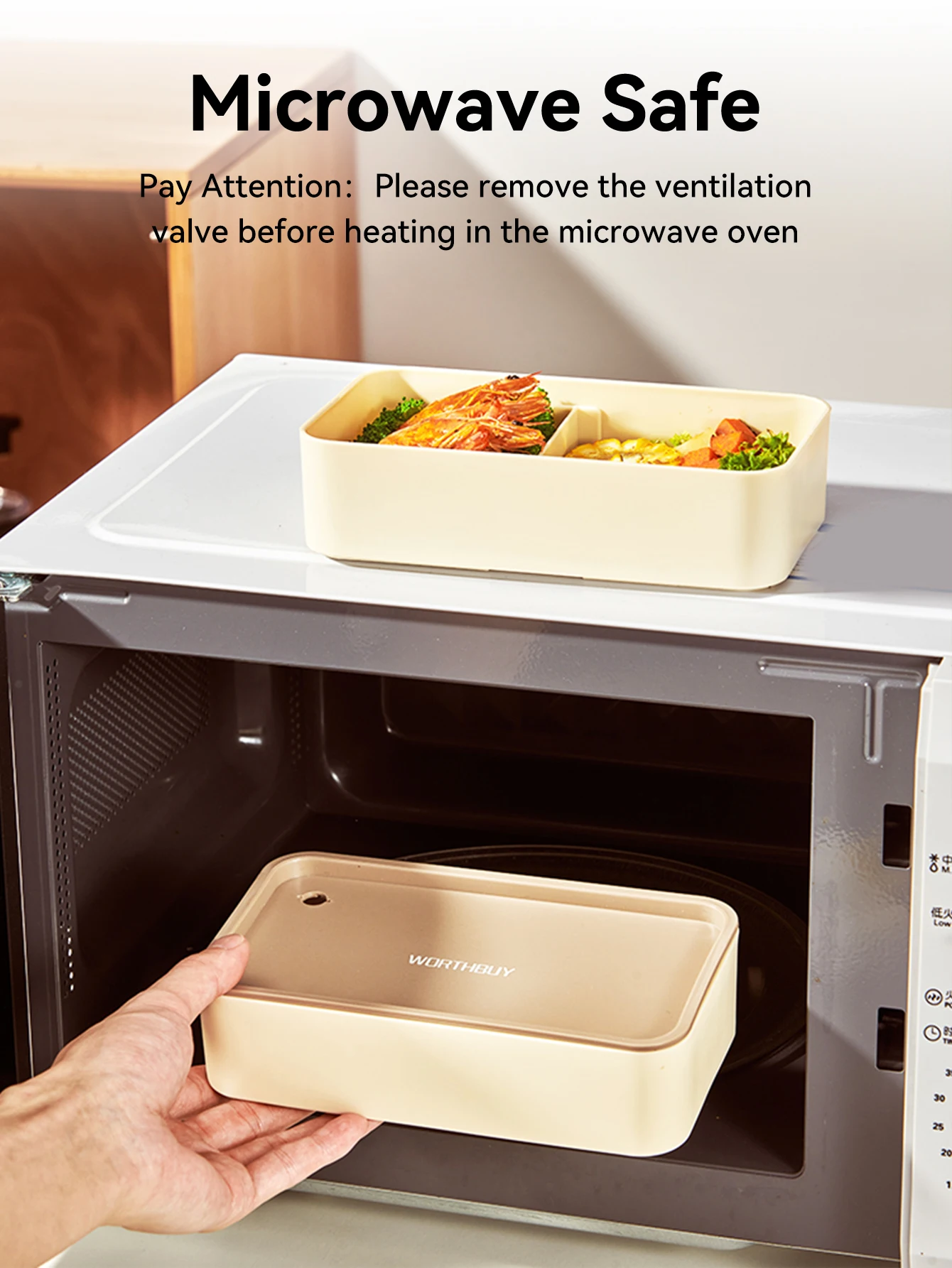 WORTHBUY-caja Bento para microondas con vajilla, fiambrera