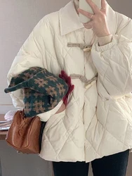 White Puffer Jacket Women Winter Thick Warm Cotton Coat Female Korean Fashion Parkas Lady Elegant Casual Loose Sweet Jackets