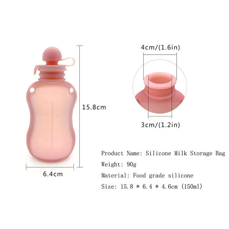 Silicone Milk Storage Bag 150ml Reusable for Breast Milk Rice Paste Fruit Puree Preservation