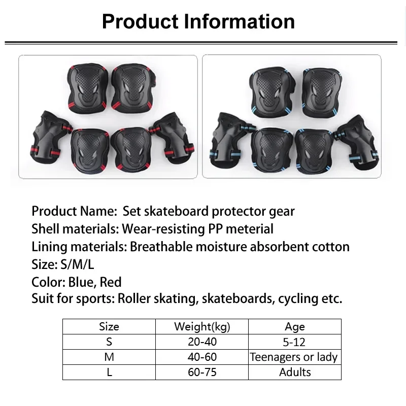Skateboard Ice Roller Skating Protective Gear Elbow Pads Wrist Safety Guard Cycling Riding Protector for Kids Adults
