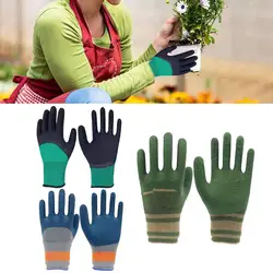 Waterproof Latex Non - Slip Gardening Gloves - Protective Horticultural Gloves for Plant and Flower Care (Green)