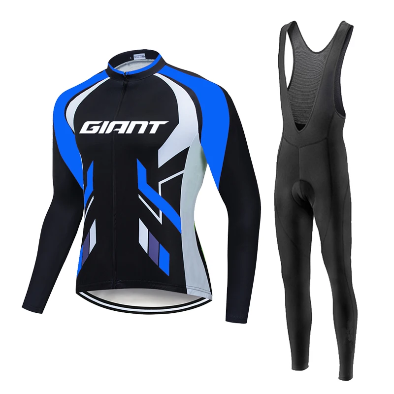 GIANT-Long Sleeve Cycling Jersey Set for Men, MTB Bicycle Clothing, Bicycle Maillot, Ropa Ciclismo, Bike Clothes, Spring,