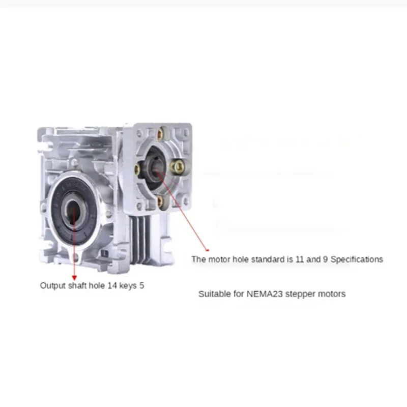 고품질 NMRV030 웜 감속기 비율 5:1 80:1 11mm 입력축 14mm 출력 RV030 터보 기어박스 속도 감소 장치 (NEMA 23 모터용)