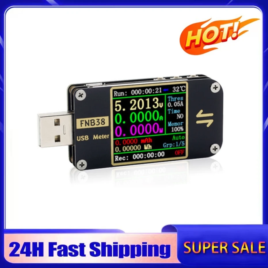 

FNIRSI FNB38 Current And Voltage Meter USB Tester QC4+ PD3.0 2.0 PPS Fast Charging Protocol Capacity Test