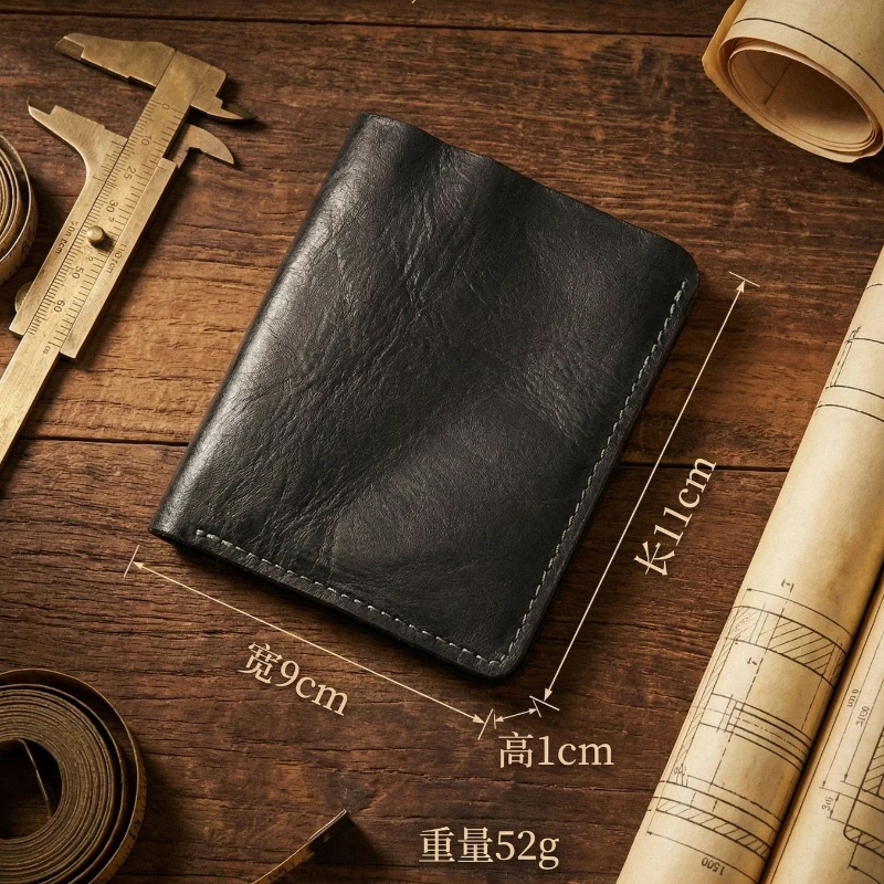 Portafoglio Corto in Pelle Ultra-Resistente per Uomo, Porta Carte in Pelle di Prima Qualità Antigraffio, Portafoglio da Viaggio Minimalista - immagine 6