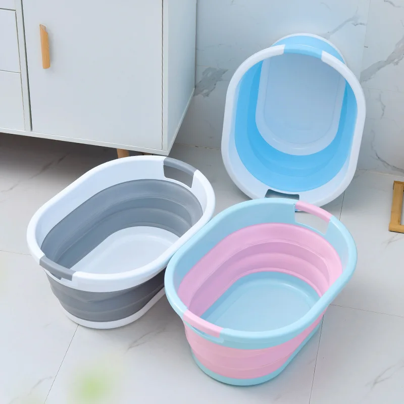 Big Folding Bucket Portable Retractable Plastic Household Thickened Travel Outdoor Car Wash Fishing Collapsible Bucket Storage Folding Storage Bucket