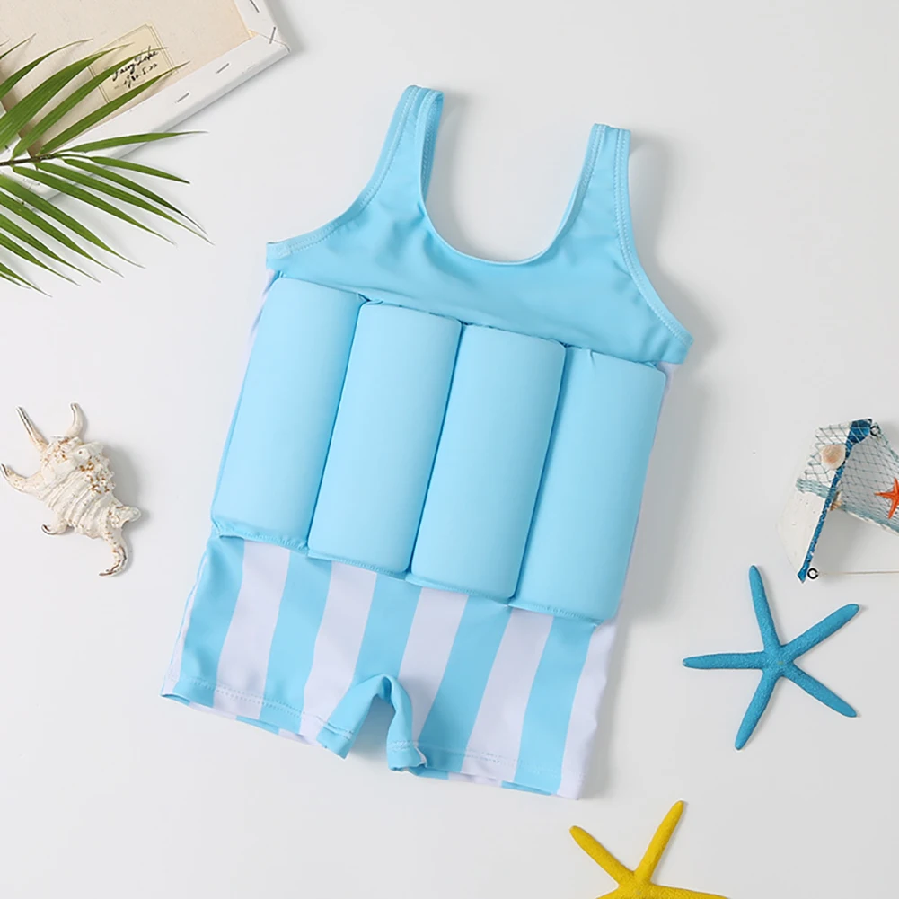 Summer One Piece Swimwear Cute Cartoon Baby Girls Float Striped Swim Vest 2-9 Years Kids Boys Floatation Swimsuit Buoyancy kids swimsuits