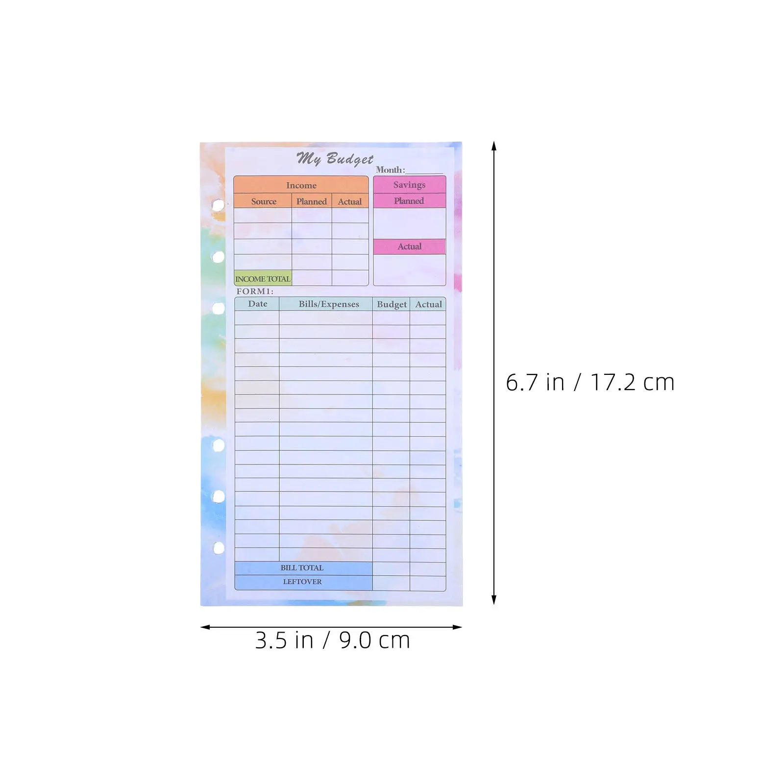A6 루즈리프 리필 28매 6공 펀칭 바인더 속지 플래너 리필용 용지 월간 예산 플래너 용지