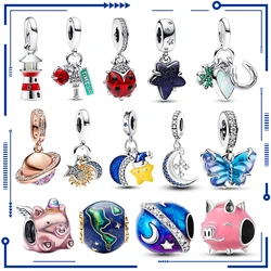 2023 New in Stars Moon Charm Beads Fits Pandora 925 Original Bracelet Women Silver Animal Pendant Bead DIY Jewelry Gift Hot sale