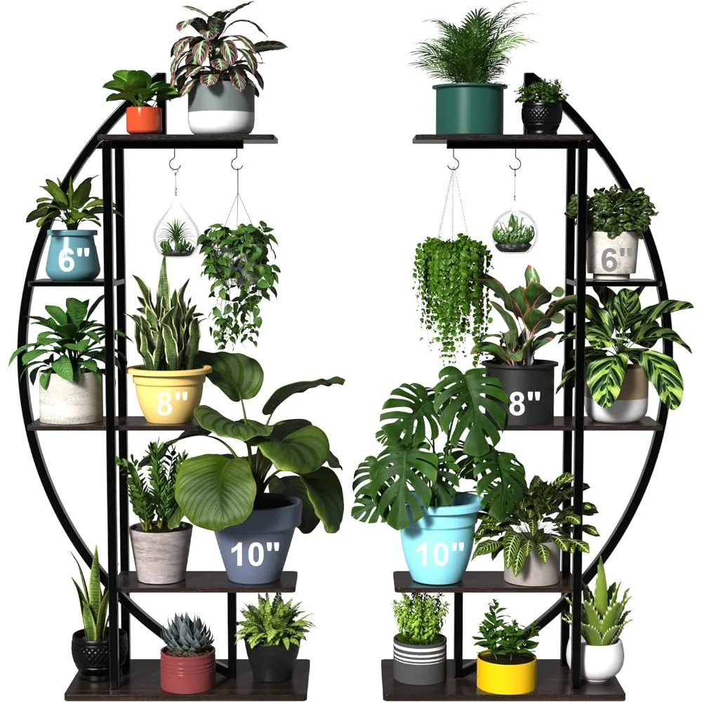 

Indoor Plants Stand Tall Plant Stand Large Plant Shelf Indoor 71" Metal Flower Rack with Hanging Hook, Indoor Plants Stand