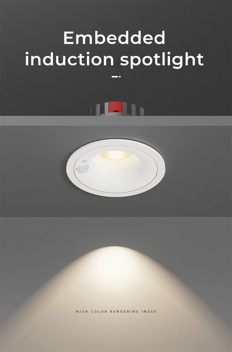 Description Picture 3 of itemEmbedded PIR Motion Sensor Spotlight COB Radar Infrared Downlight For Entrance Corridor Aisle Living Room Opening 75mm AC85-265V