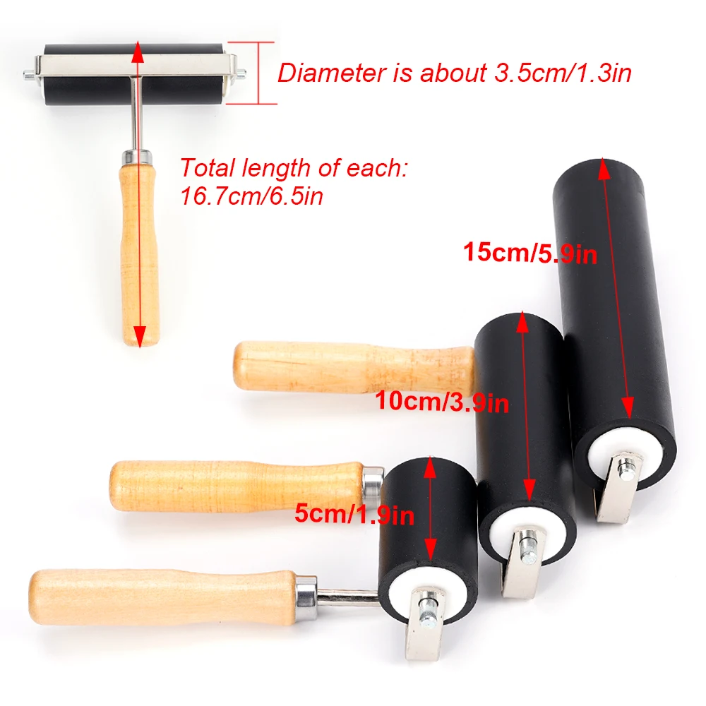 5/10/15cm Rubber Roller Professional Hard Print Ink Roller Stamping Construction Tool Art Craft Paint Decorating Tool Accessorie