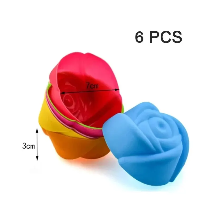 silicone muffin mold 6/12PCS Round Muffin Cup Heart Cake Baking Mold Kitchen Cooking Supplies Cake Decorating Tools