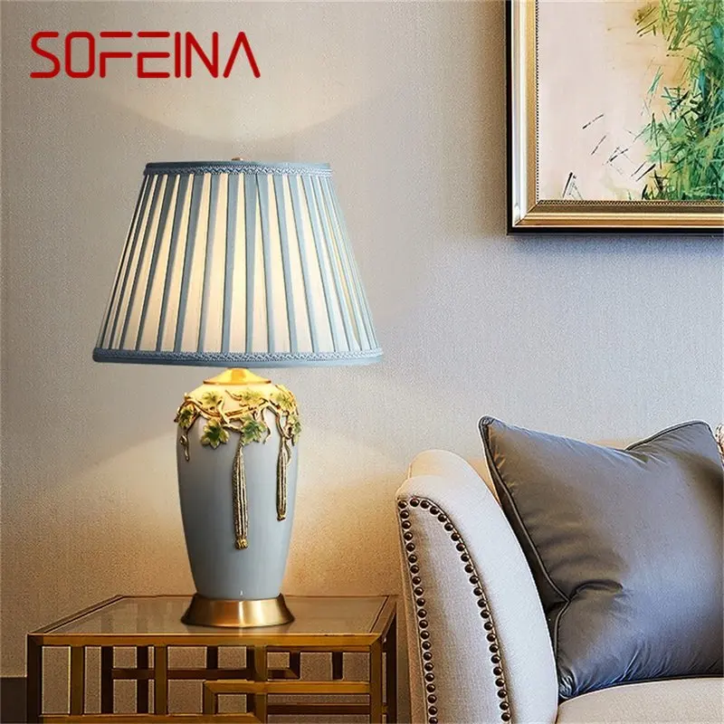 

SOFEINA Modern Table Lamp Brass Creative Ceramic LED Desk Light Decorative for Home
