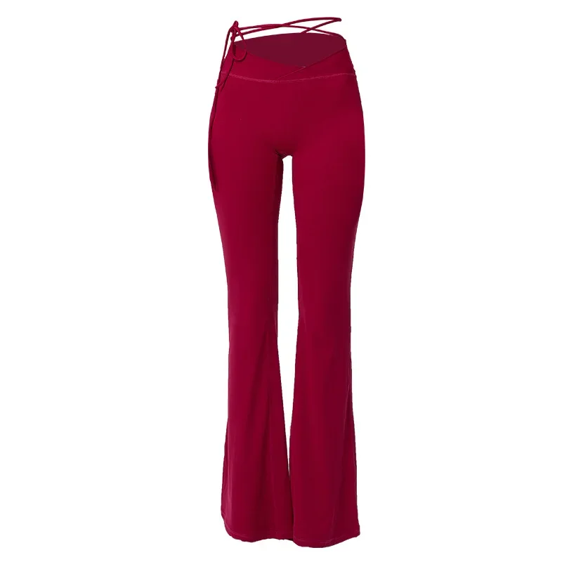 Versatile Bell-Bottom Sweatpants European And American Naked Feeling Yoga Pants Small Heart Machine Tied Peach Booty Lifting Pan