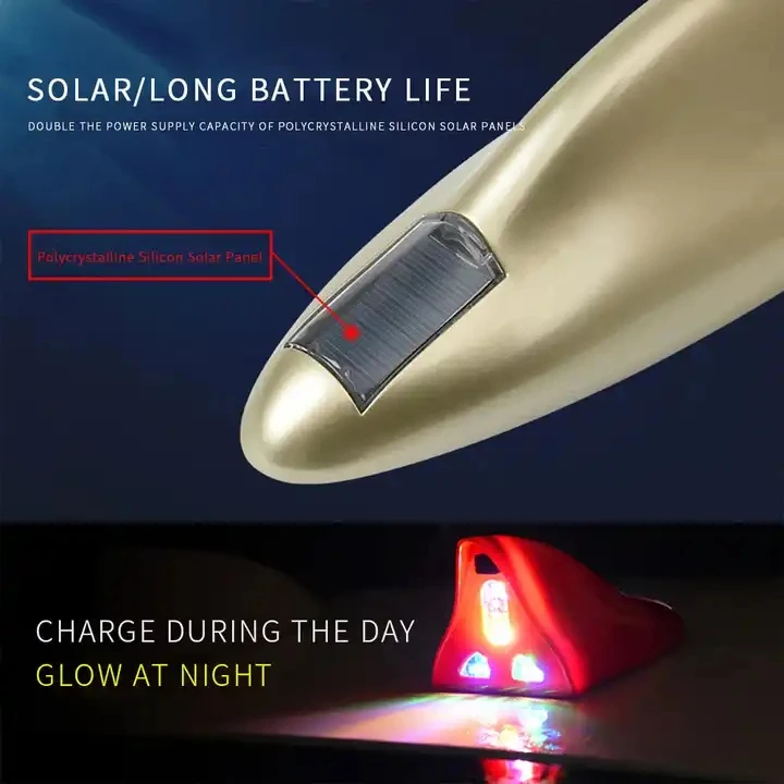Auto Solar LED Anti Kollision Licht Warnleuchten Universal Shark Fin  Antenne Licht Automobil Modellierung Dekorieren Zubehör - AliExpress