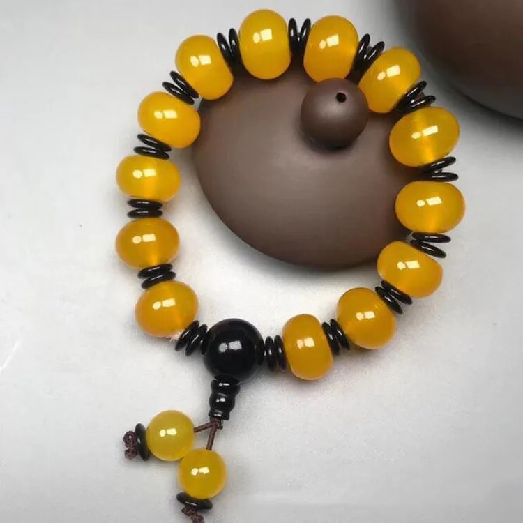 

Natural Agate Chalcedony Abacus Beads Single Ring Bracelet Simple Joker Bracelets for Men and Women