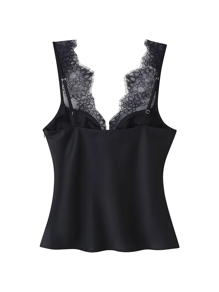 Women's Elegant Camisoles Sexy Splice Lace Sleeveless Sling Top Fashion Slimming Vintage Tank Top 2026 New Lady Street Wear