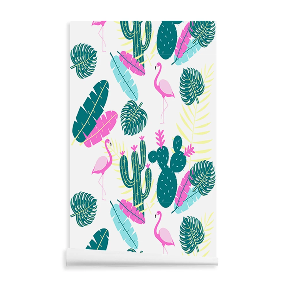 

Leaves Cactus Wallpaper Vinyl Plant Pattern Wallpaper Waterproof Wall Painting Home Wall Countertop Decorative Film Easy Install