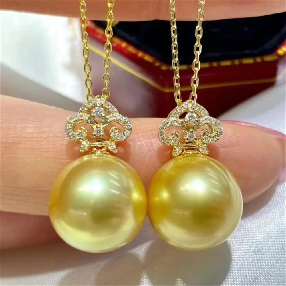 

DIY Pearl Accessories S925 Sterling Silver Pendant with Empty Holder Gold Silver Necklace Pendant with 10-13mm Beads