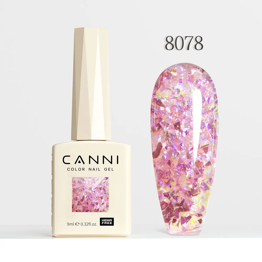 CANNI Super Glossy Glitter Cat Eye Nail Gel Polish - Hema Free Diamond Top Coat, Semi-Permanent UV LED Varnish