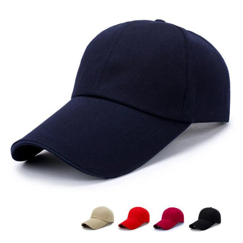 Gorra de béisbol con Extra larga para hombre y mujer, de béisbol con visera ajustable, estilo sandwichera, color negro liso, exteriores| | - AliExpress